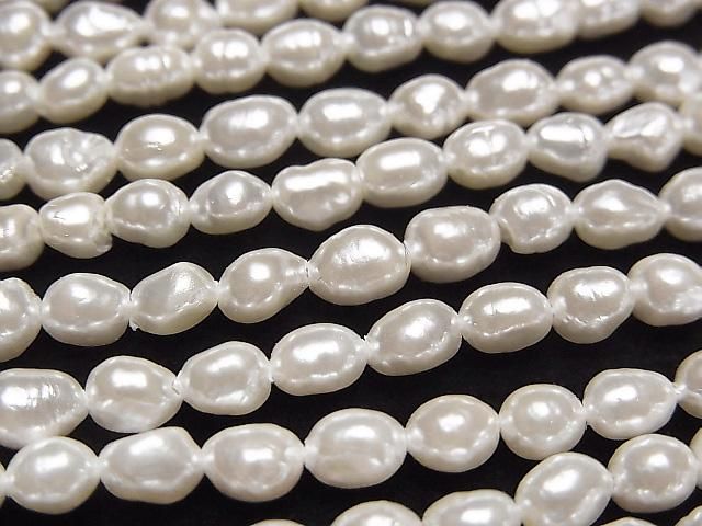 [Video] Fresh Water Pearl AA White Baroque 4-5mm Pearl Coated 1strand beads (approx. 15inch/38cm)
