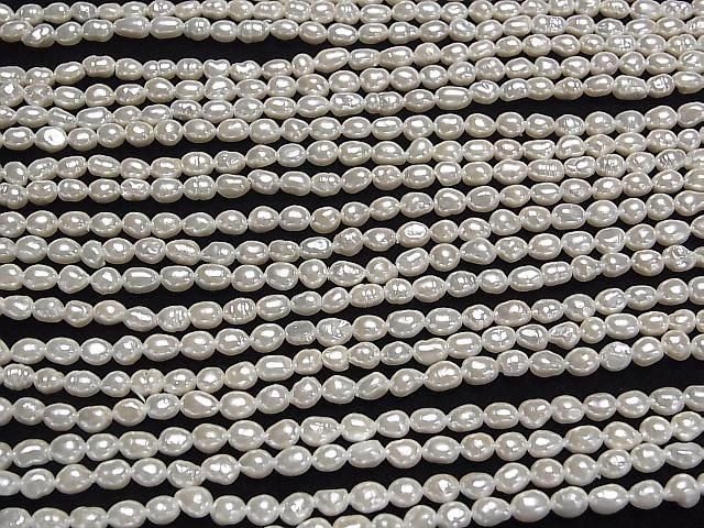 [Video] Fresh Water Pearl AA White Baroque 4-5mm Pearl Coated 1strand beads (approx. 15inch/38cm)