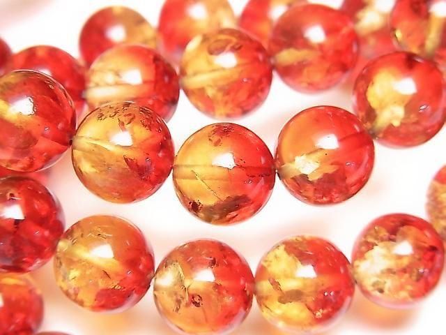 [Video] Baltic Amber Round 10mm Red x Yellow Bracelet