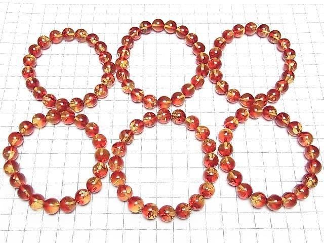 [Video] Baltic Amber Round 10mm Red x Yellow Bracelet