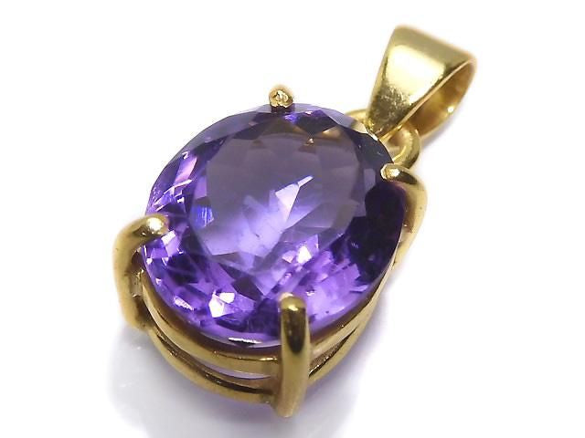 [Video][One of a kind] High Quality Amethyst AAA Faceted Pendant 18KGP NO.101