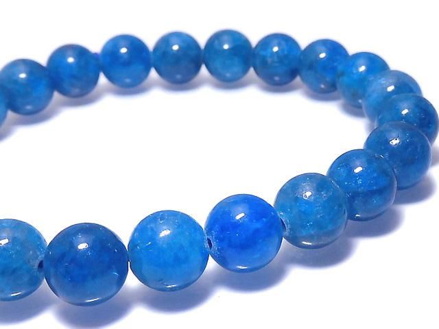 [Video][One of a kind] Blue Apatite Round 8mm Bracelet NO.5