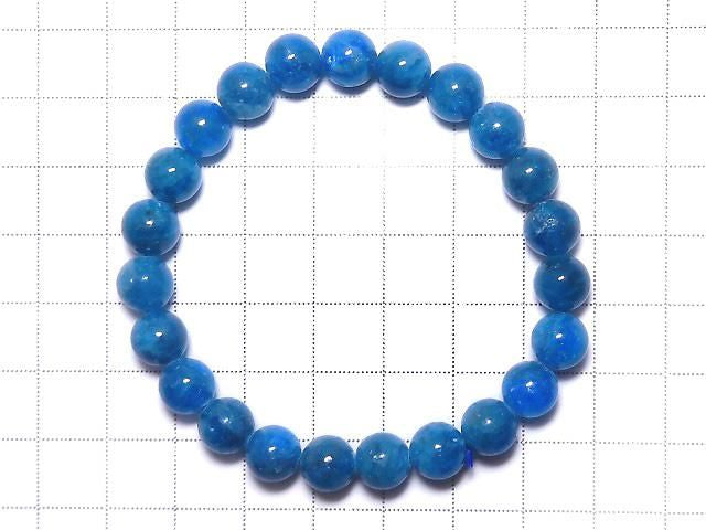 [Video][One of a kind] Blue Apatite Round 8mm Bracelet NO.6