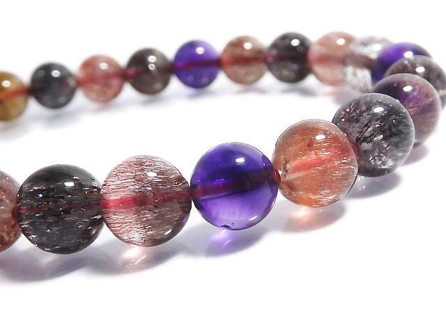 [Video][One of a kind] Top Quality Elestial Quartz AAAAA Round 7.5mm Bracelet NO.2