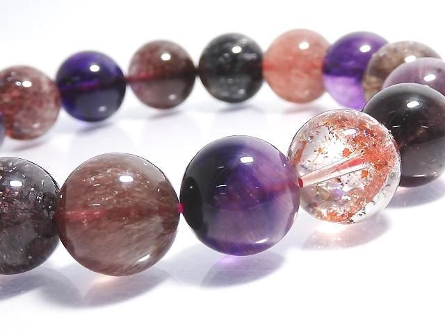 [Video][One of a kind] Top Quality Elestial Quartz AAAAA Round 12mm Bracelet NO.5