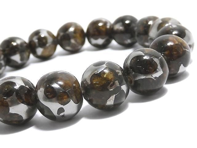[Video][One of a kind] Kenyan Sericho Pallasite Meteorite Round 12mm Bracelet NO.3