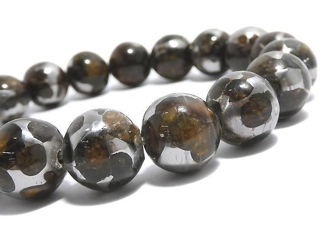 [Video][One of a kind] Kenyan Sericho Pallasite Meteorite Round 12mm Bracelet NO.4