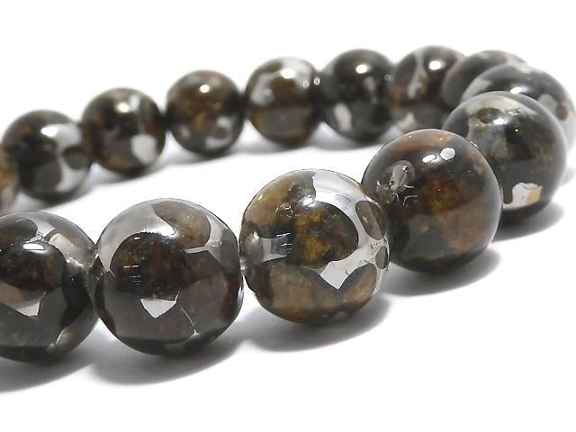 [Video][One of a kind] Kenyan Sericho Pallasite Meteorite Round 12mm Bracelet NO.5
