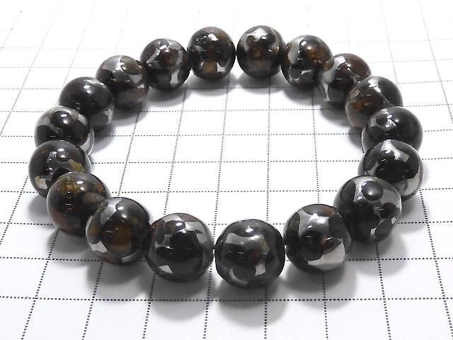 [Video][One of a kind] Kenyan Sericho Pallasite Meteorite Round 12mm Bracelet NO.5