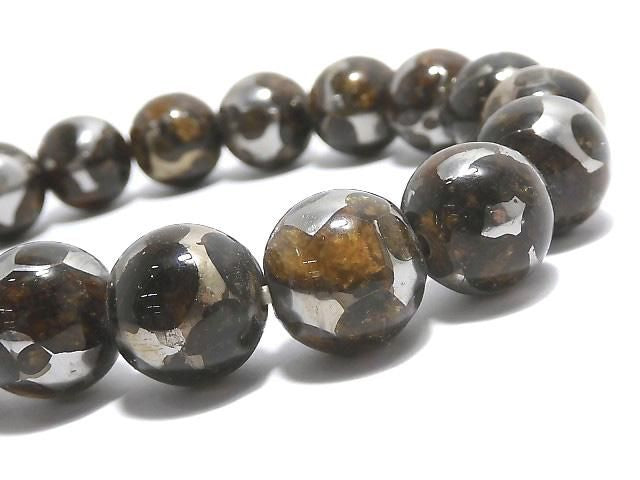[Video][One of a kind] Kenyan Sericho Pallasite Meteorite Round 12mm Bracelet NO.6