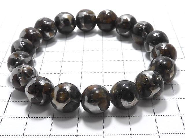 [Video][One of a kind] Kenyan Sericho Pallasite Meteorite Round 12mm Bracelet NO.6