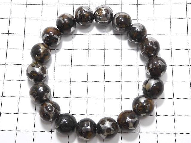 [Video][One of a kind] Kenyan Sericho Pallasite Meteorite Round 12mm Bracelet NO.6