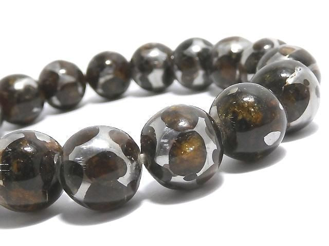 [Video][One of a kind] Kenyan Sericho Pallasite Meteorite Round 12mm Bracelet NO.7
