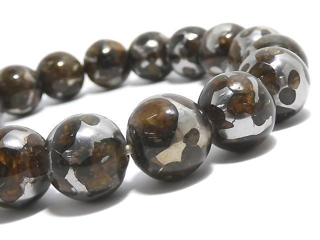 [Video][One of a kind] Kenyan Sericho Pallasite Meteorite Round 12mm Bracelet NO.8