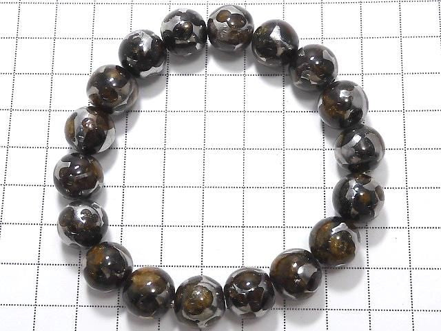 [Video][One of a kind] Kenyan Sericho Pallasite Meteorite Round 12mm Bracelet NO.8