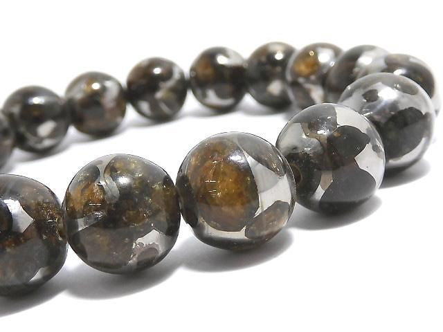 [Video][One of a kind] Kenyan Sericho Pallasite Meteorite Round 12mm Bracelet NO.10