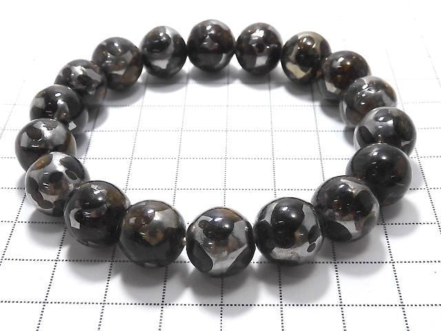 [Video][One of a kind] Kenyan Sericho Pallasite Meteorite Round 12mm Bracelet NO.10