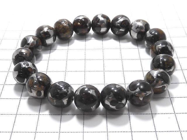 [Video][One of a kind] Kenyan Sericho Pallasite Meteorite Round 12mm Bracelet NO.11