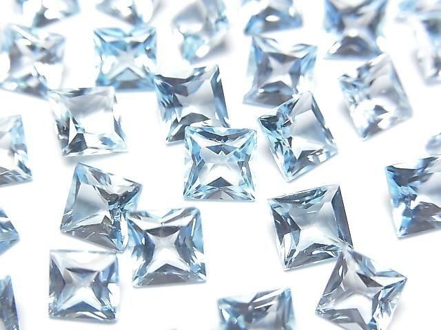 [Video] High Quality Sky Blue Topaz AAA Loose Stone Princess Cut 6x6mm 5pcs