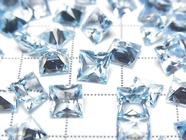 [Video] High Quality Sky Blue Topaz AAA Loose Stone Princess Cut 6x6mm 5pcs