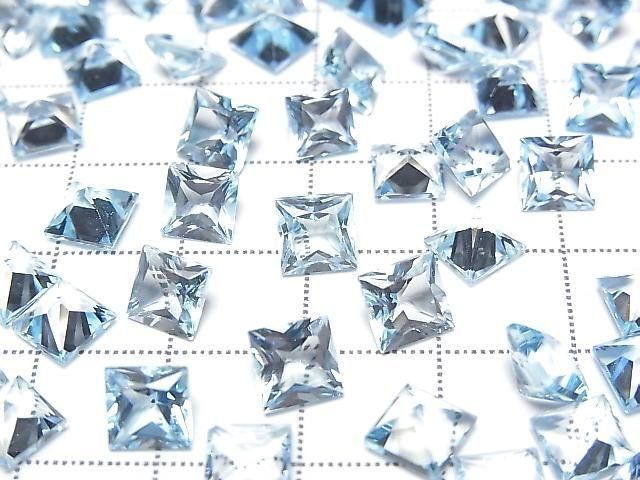 [Video] High Quality Sky Blue Topaz AAA Loose Stone Princess Cut 6x6mm 5pcs