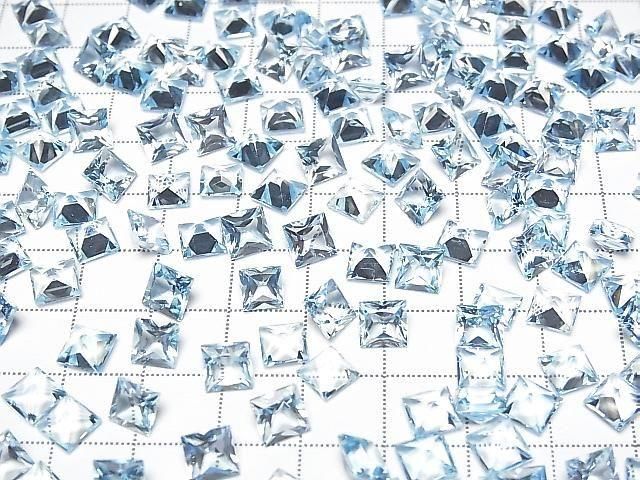 [Video] High Quality Sky Blue Topaz AAA Loose Stone Princess Cut 6x6mm 5pcs