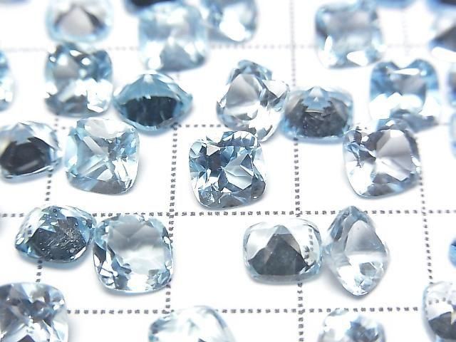 [Video] High Quality Sky Blue Topaz AAA Loose Stone Square Faceted 6x6mm 3pcs