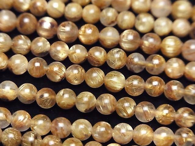 [Video] Golden Rutilated Quartz AAA- Round 4.5mm 1strand beads (aprx.15inch/37cm)