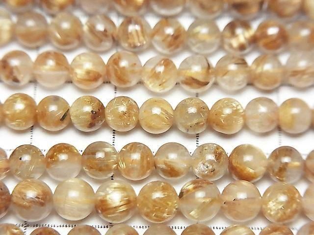 [Video] Golden Rutilated Quartz AAA- Round 4.5mm 1strand beads (aprx.15inch/37cm)