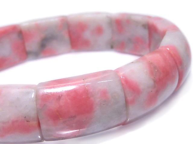 [Video][One of a kind] Rhodonite Silica AA++ 2 hole Rectangle 1strand (Bangle Bracelet) NO.1