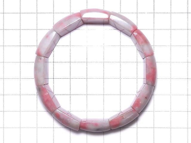 [Video][One of a kind] Rhodonite Silica AA++ 2 hole Rectangle 1strand (Bangle Bracelet) NO.1