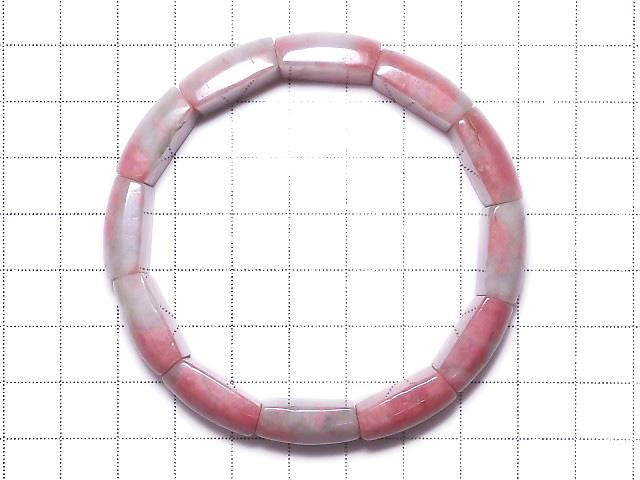 [Video][One of a kind] Rhodonite Silica AA++ 2 hole Rectangle 1strand (Bangle Bracelet) NO.3