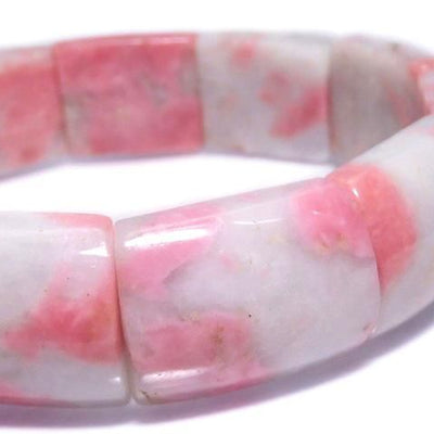 [Einzigartig] Rhodonit Silica AA++ 2-Loch Rechteck 1strang Perlen (Armband) Nr. 7