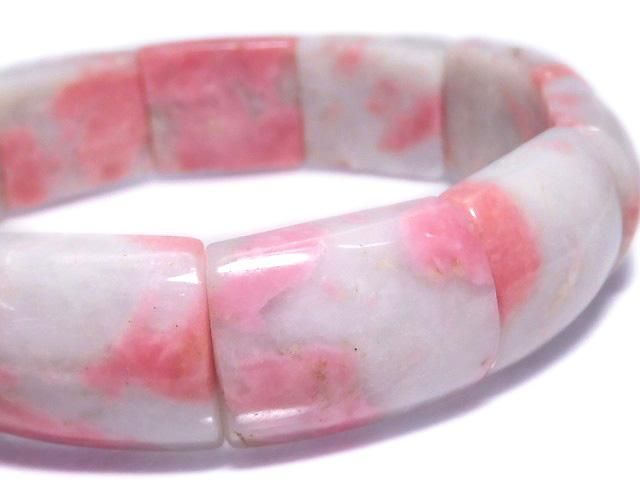 [Video][One of a kind] Rhodonite Silica AA++ 2 hole Rectangle 1strand (Bangle Bracelet) NO.7