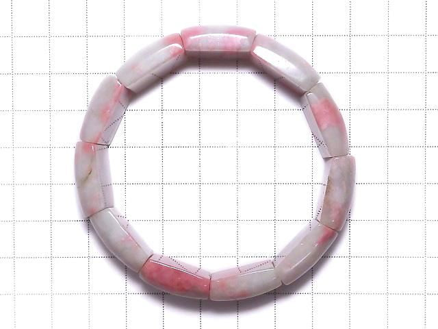 [Video][One of a kind] Rhodonite Silica AA++ 2 hole Rectangle 1strand (Bangle Bracelet) NO.7
