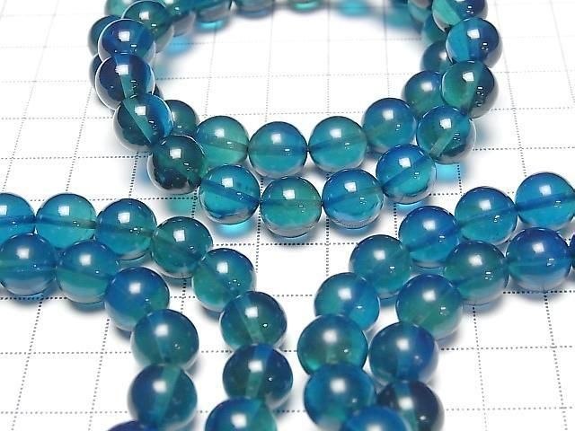 [Video] Peacock Blue Amber Round 9mm Bracelet
