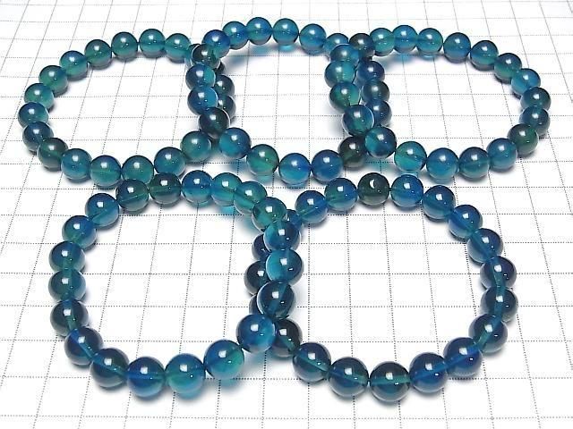 [Video] Peacock Blue Amber Round 9mm Bracelet