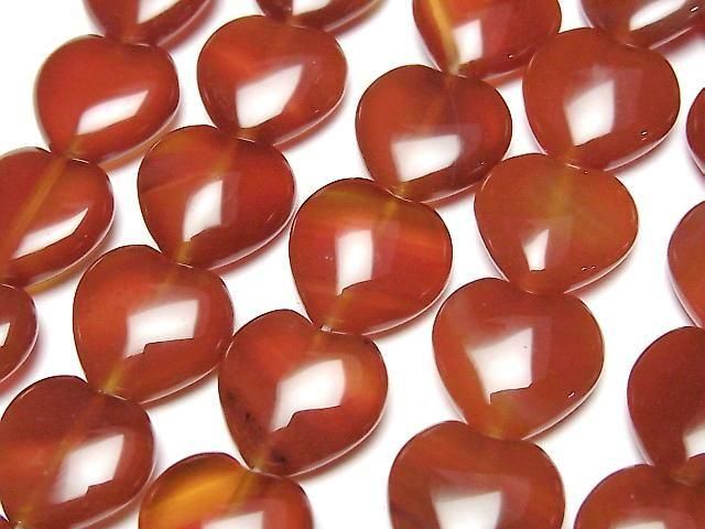 [Video] Carnelian Vertical Hole Heart 14x14mm half or 1strand beads (approx. 14inch/34cm)