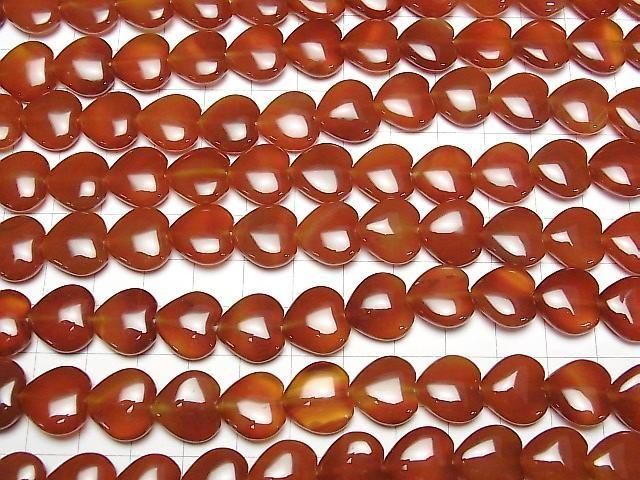 [Video] Carnelian Vertical Hole Heart 14x14mm half or 1strand beads (approx. 14inch/34cm)