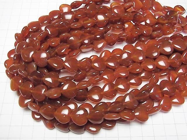[Video] Carnelian Vertical Hole Heart 14x14mm half or 1strand beads (approx. 14inch/34cm)
