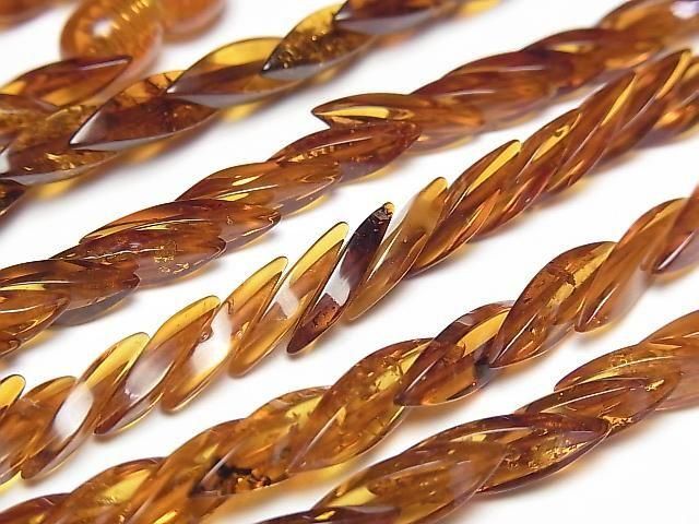 [Video] Baltic Amber 4Faceted Twist Rice Necklace