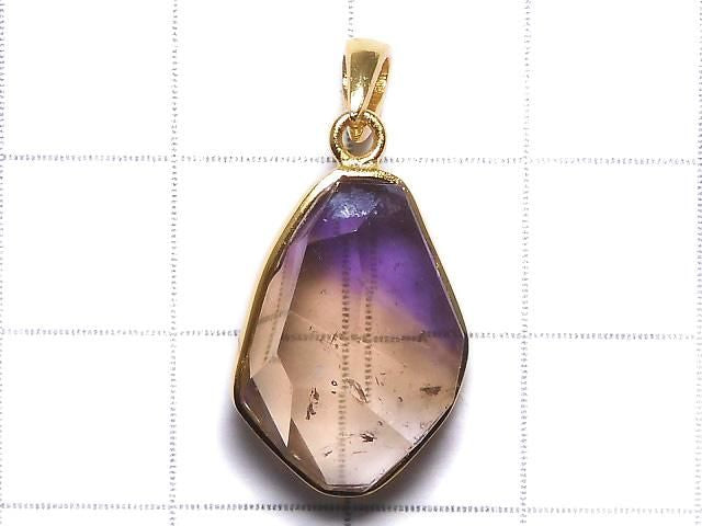 [Video][One of a kind] High Quality Ametrine AAA- Faceted Pendant 18KGP NO.36