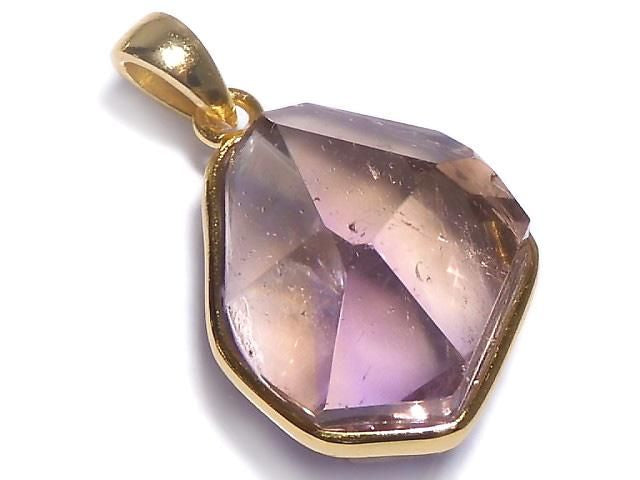 [Video][One of a kind] High Quality Ametrine AAA- Faceted Pendant 18KGP NO.37