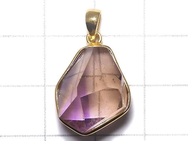 [Video][One of a kind] High Quality Ametrine AAA- Faceted Pendant 18KGP NO.37