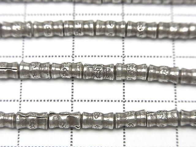Karen Silver Flower Pattern Tube 6x3x3mm 1/8 or 1strand beads (approx. 27inch/68cm)
