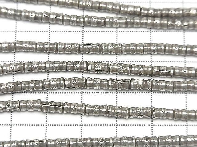 Karen Silver Flower Pattern Tube 6x3x3mm 1/8 or 1strand beads (approx. 27inch/68cm)