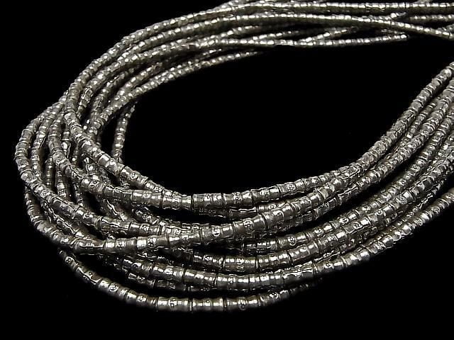 Karen Silver Flower Pattern Tube 6x3x3mm 1/8 or 1strand beads (approx. 27inch/68cm)