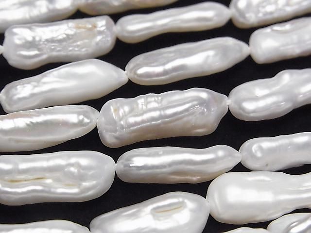 [Video] Fresh Water Pearl Keshi Pearl Stick 13-21mm White 1strand beads (approx. 15inch/36cm)