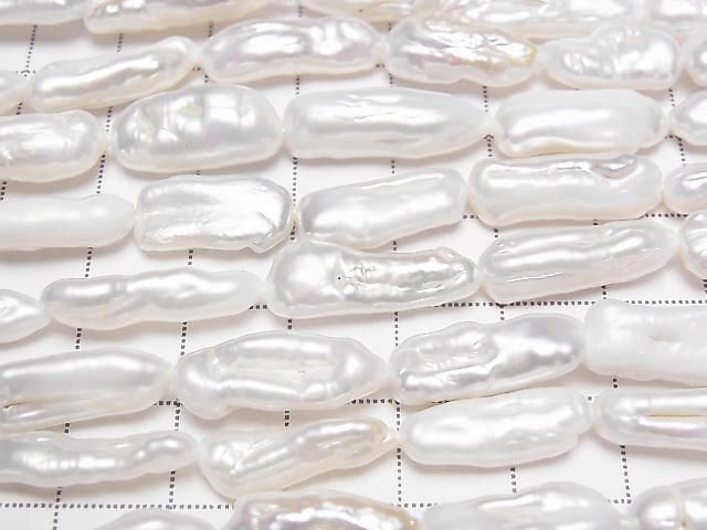 [Video] Fresh Water Pearl Keshi Pearl Stick 13-21mm White 1strand beads (approx. 15inch/36cm)