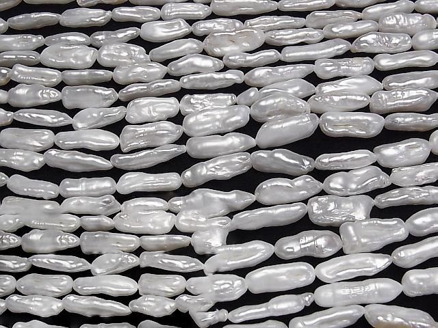 [Video] Fresh Water Pearl Keshi Pearl Stick 13-21mm White 1strand beads (approx. 15inch/36cm)